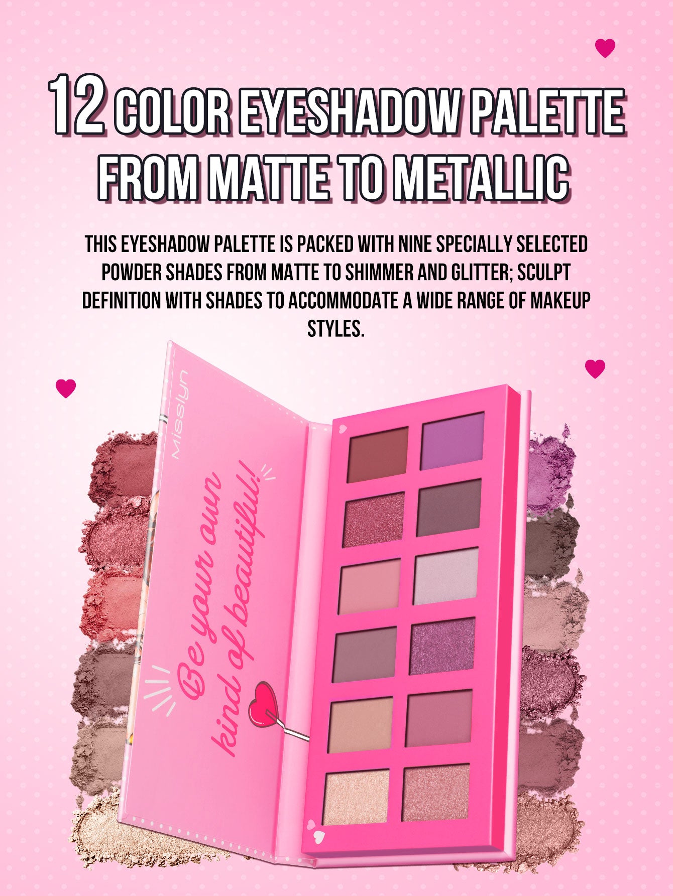 Misslyn Matt x Metallic Eyeshadow Palette 12colori