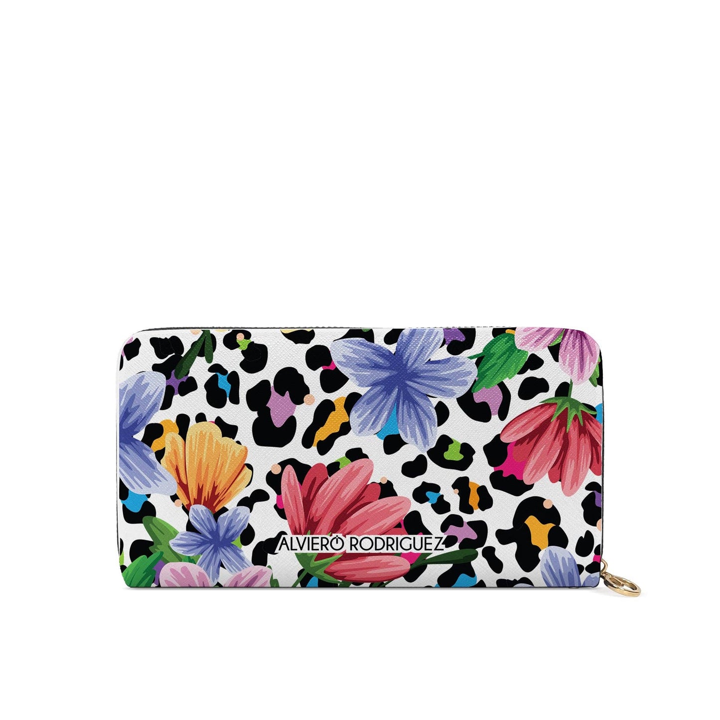 Portafogli Zip Bianco Flower Leopard