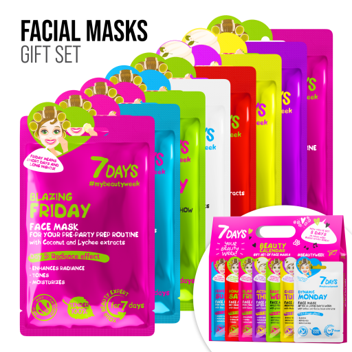 Coffret Cadeau 7 masques en tissu CALENDRIER DE L'AVENT BEAUTÉ