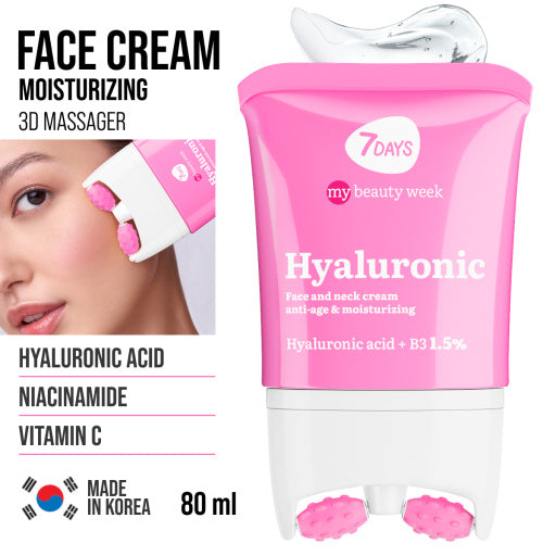 7Days Crema viso, collo e décolleté antietà e idratante HYALURONIC & Massaggiatore 3D 80 ml