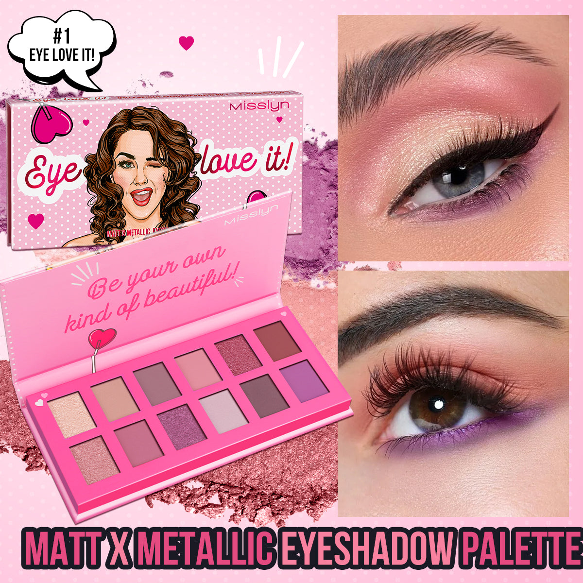 Misslyn Matt x Metallic Eyeshadow Palette 12colori