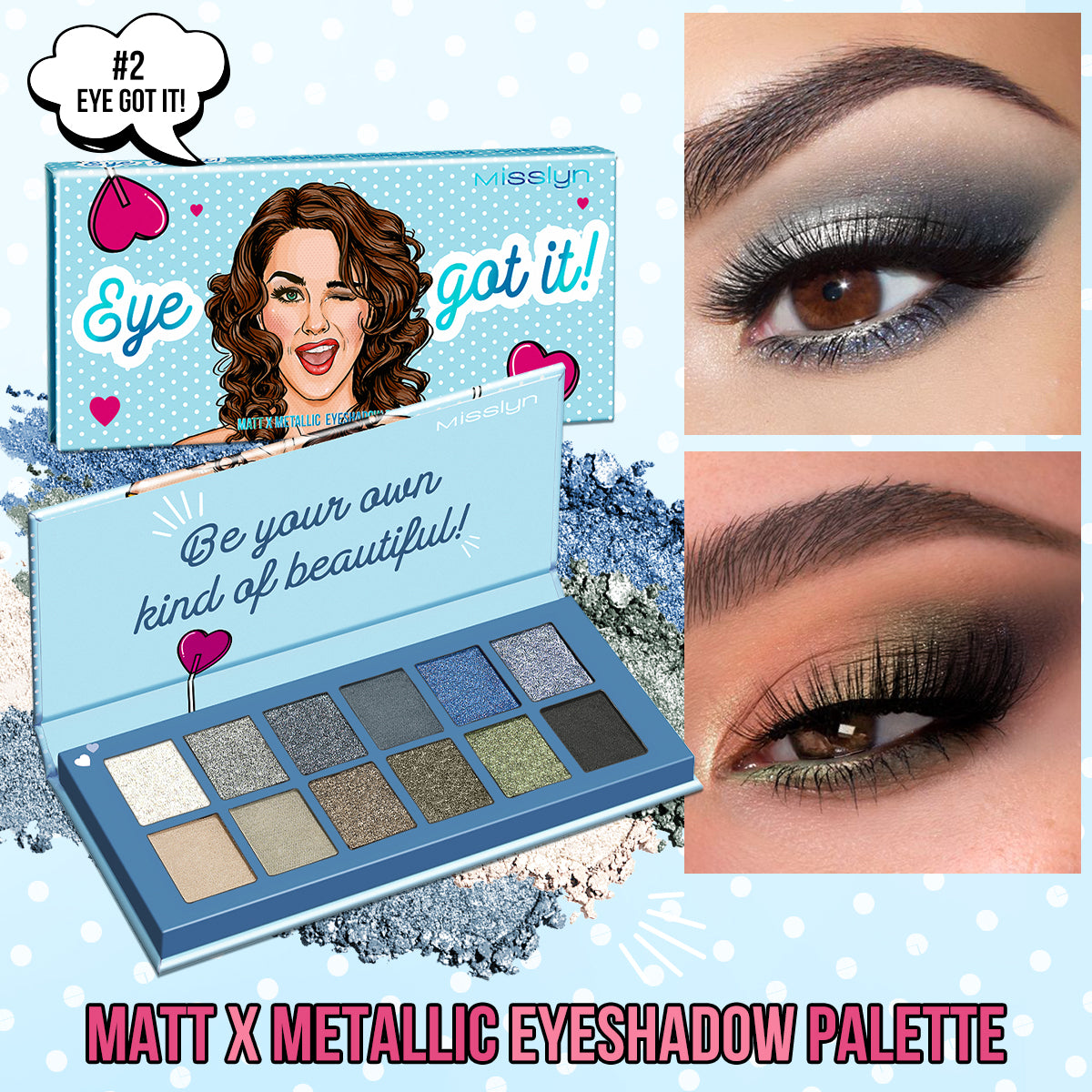 Misslyn Matt x Metallic Eyeshadow Palette 12colori
