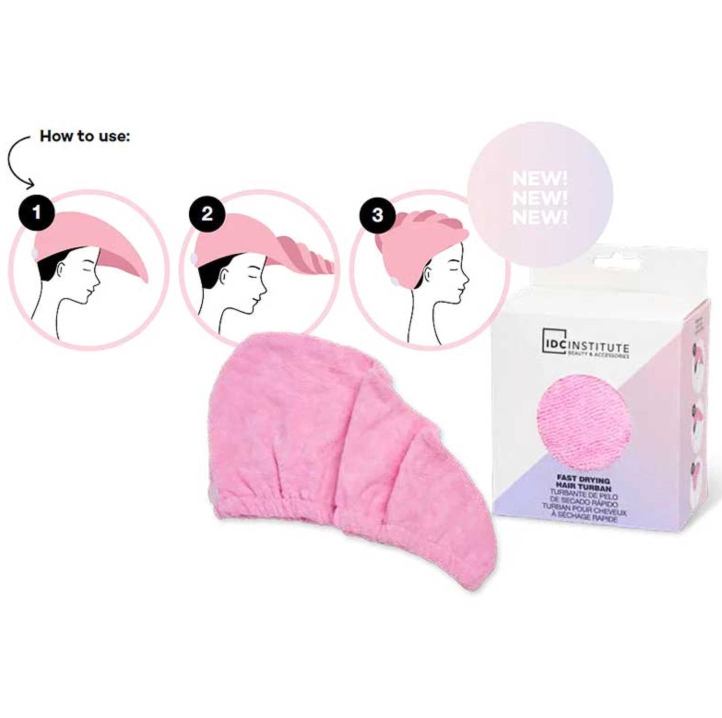 IDC Institute Asciugamano Turbante Rosa per Capleii