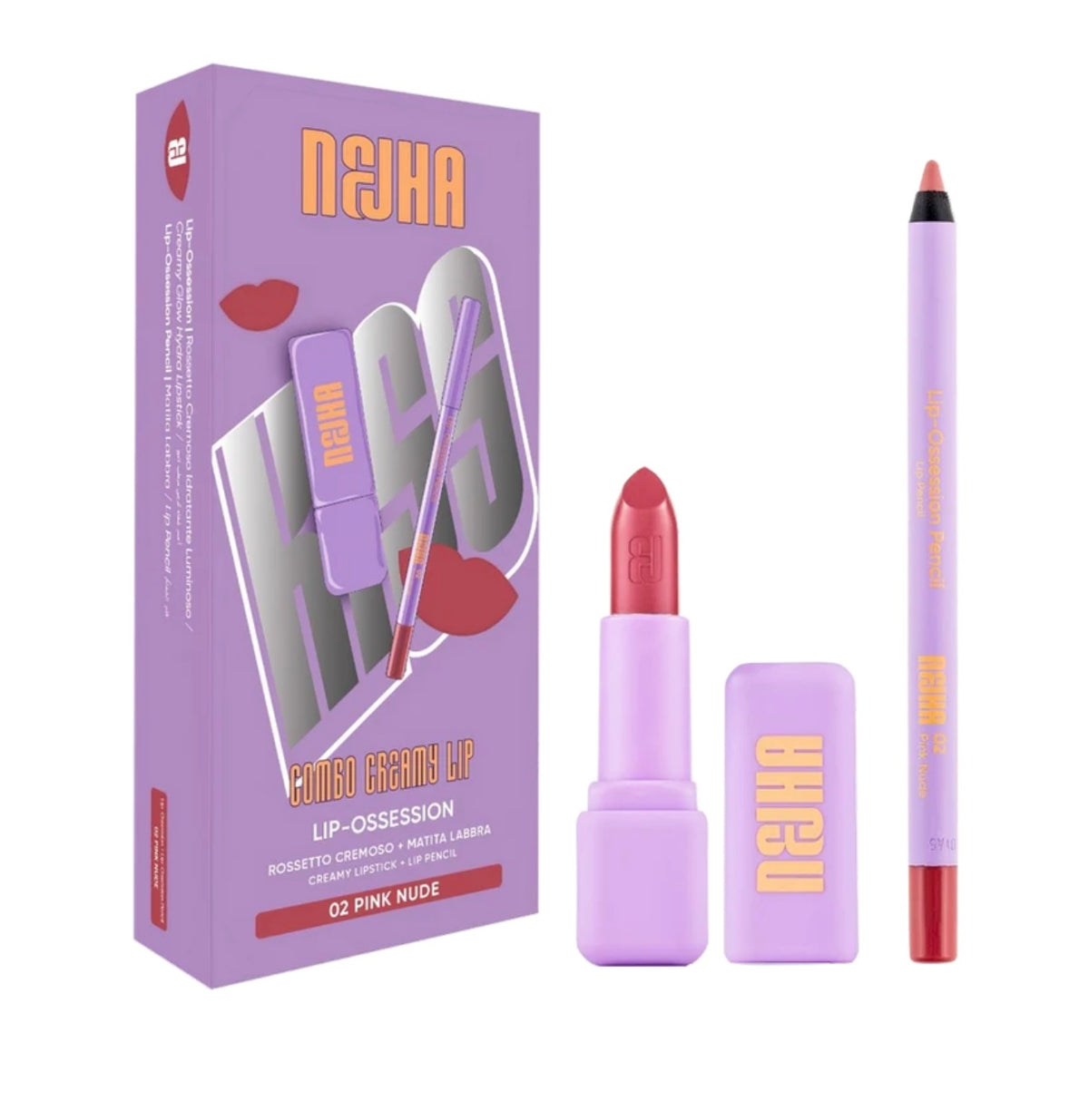 Nejha Kiss Lip Combo Rossetto Cremoso + Matita Labbra Lip-Ossesion