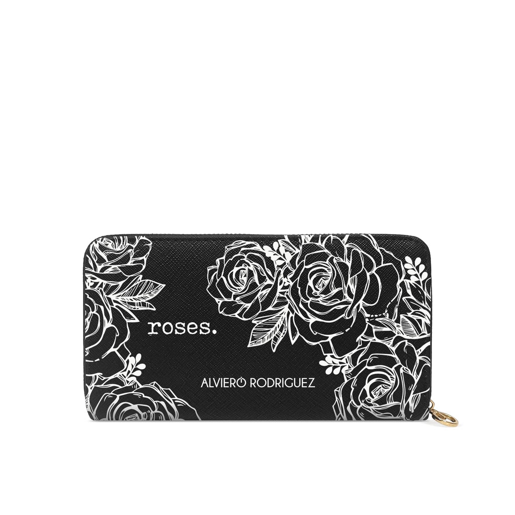 Portefeuille Zippé Roses Blanches