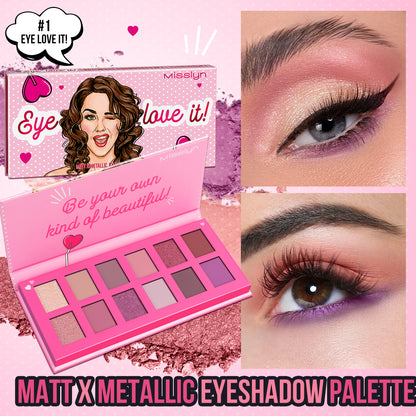 Misslyn Matt x Metallic Eyeshadow Palette 12colori