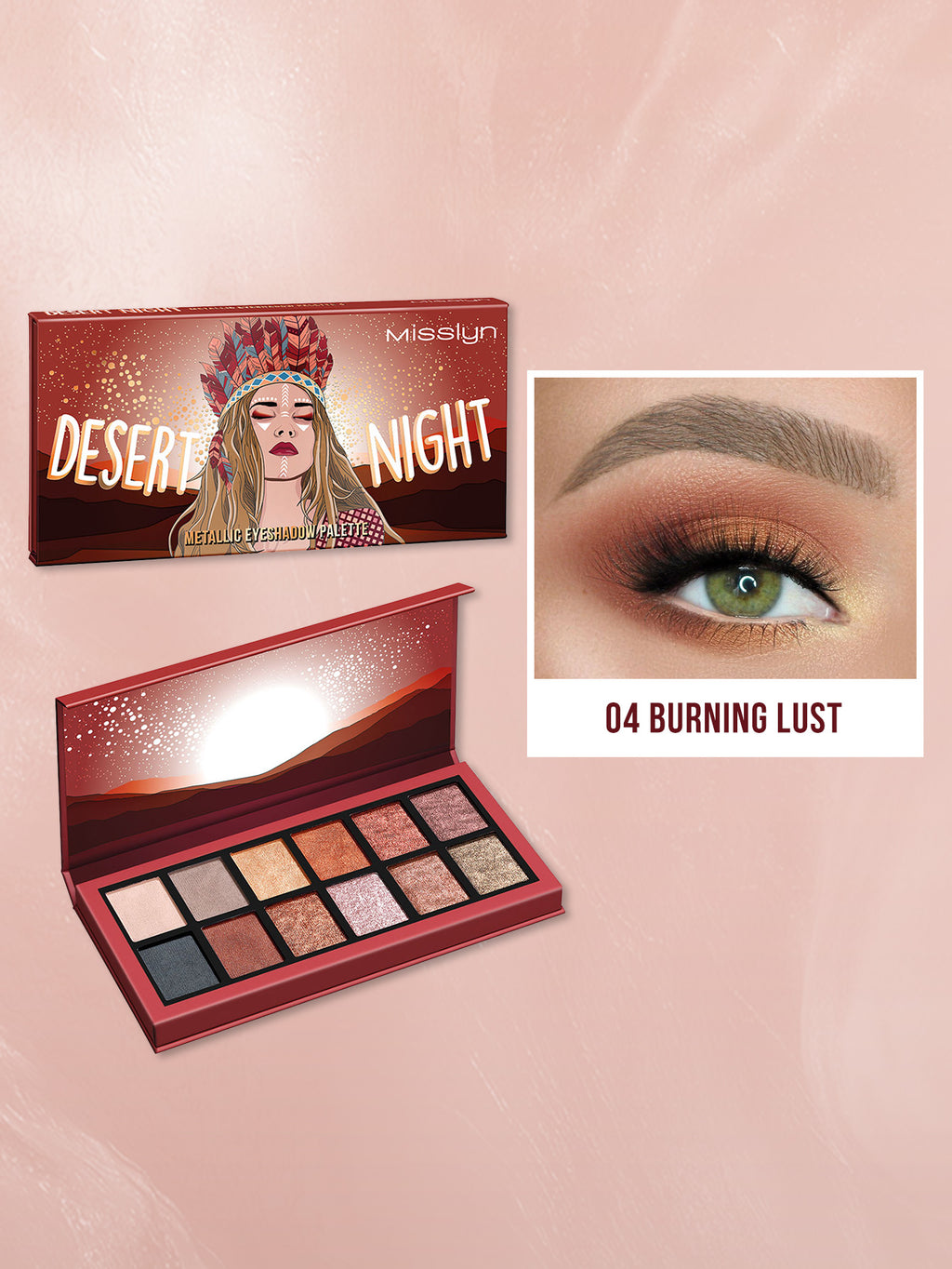 Misslyn Desert Night Metallic Eyeshadow Palette Burning Desire