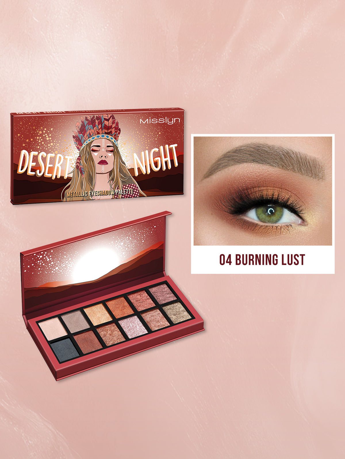 Misslyn Desert Night Metallic Eyeshadow Palette Burning Desire