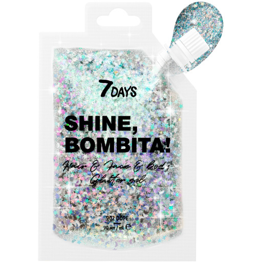 7Days Shine Bombita! Gel-glitter para cara, cabello y cuerpo