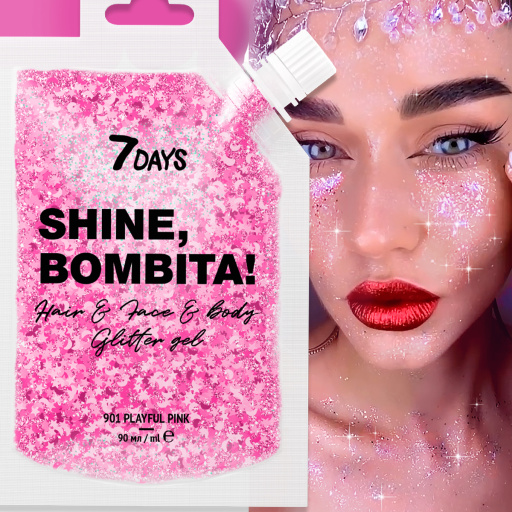 7Days Shine Bombita! Gel-glitter para cara, cabello y cuerpo