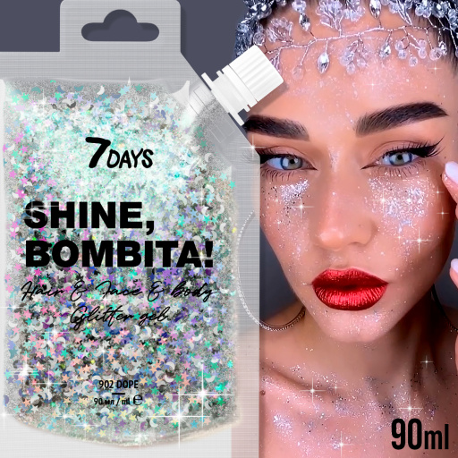 7Days Shine Bombita! Gel-glitter para cara, cabello y cuerpo