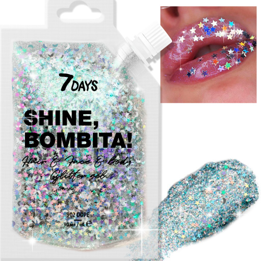 7Days Shine Bombita! Gel-glitter para cara, cabello y cuerpo