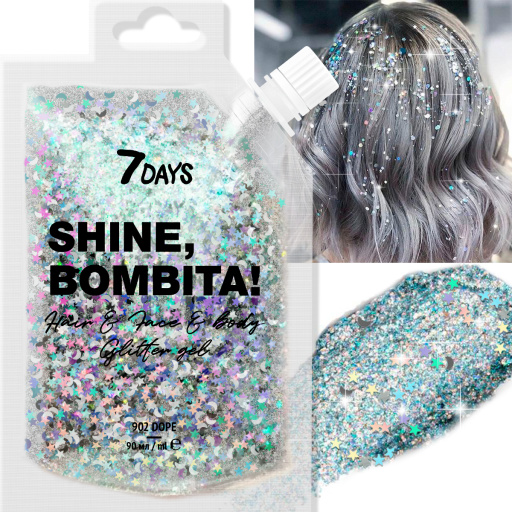 7Days Shine Bombita! Gel-glitter para cara, cabello y cuerpo