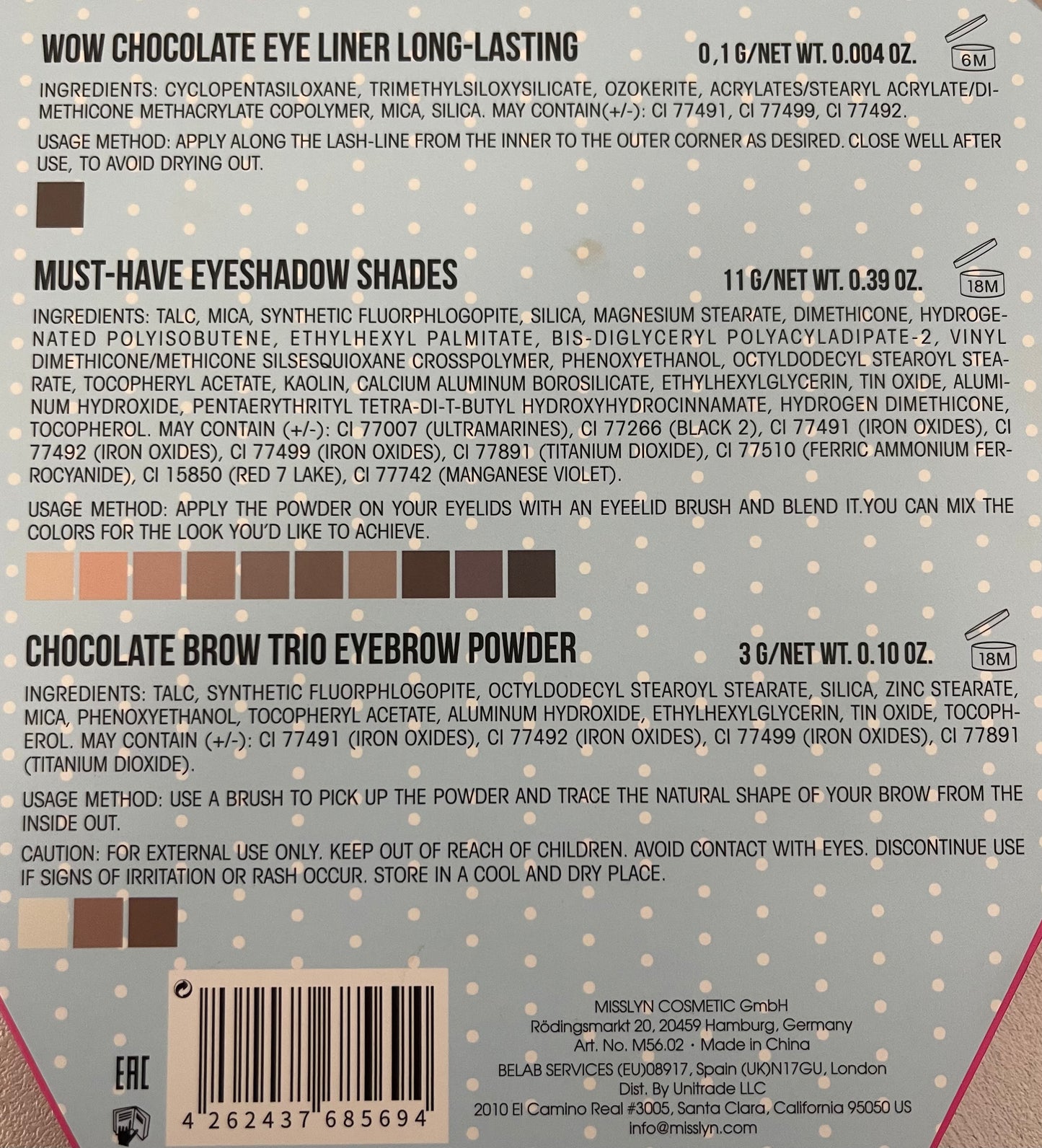 Misslyn Eyes & Brows Chocolate Factory Set