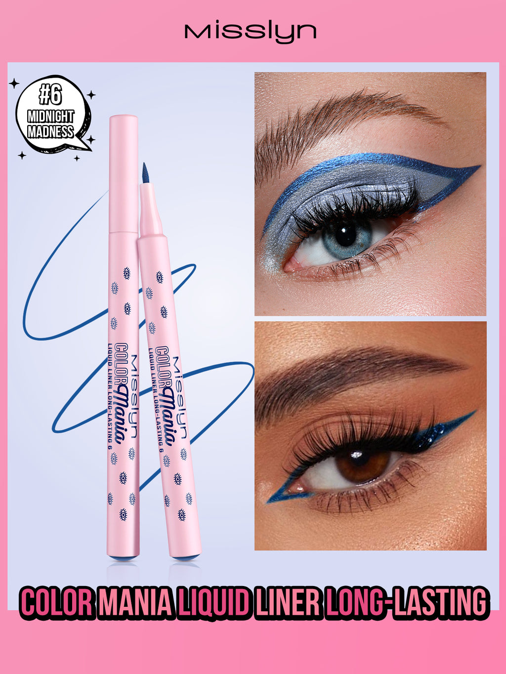 Delineador líquido de larga duración Misslyn Color Mania