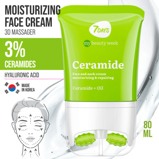 7Days Crema viso massaggiante 3D, idratante e riparatrice della barriera, Ceramide 80ml