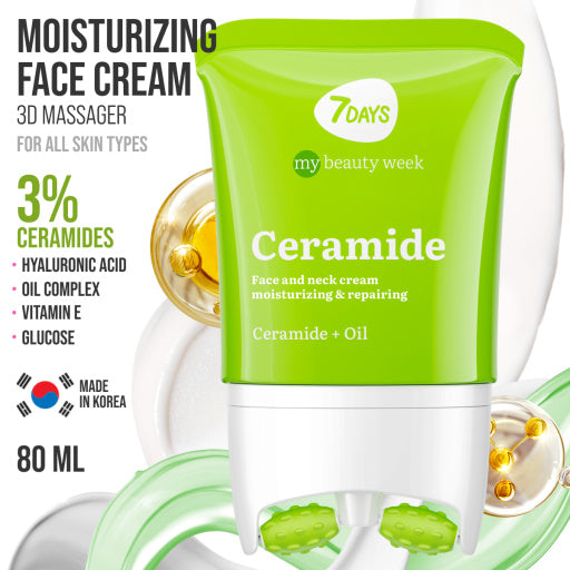 7Days Crema viso massaggiante 3D, idratante e riparatrice della barriera, Ceramide 80ml
