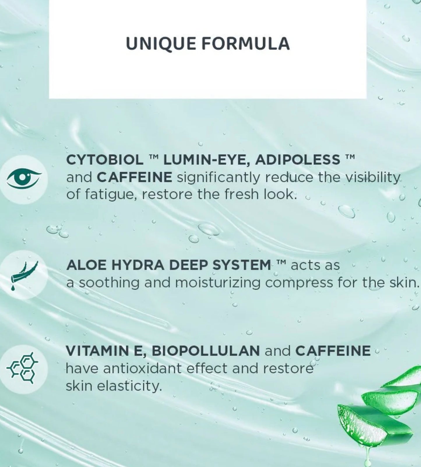 Eveline Cosmetics organic aloe+collagen liquid eye pads reducing dark circles and puffiness