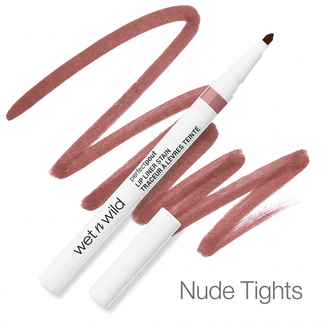 Wet n Wild Lip Liner Stain Nude Tights con pennellata colore illustrativa