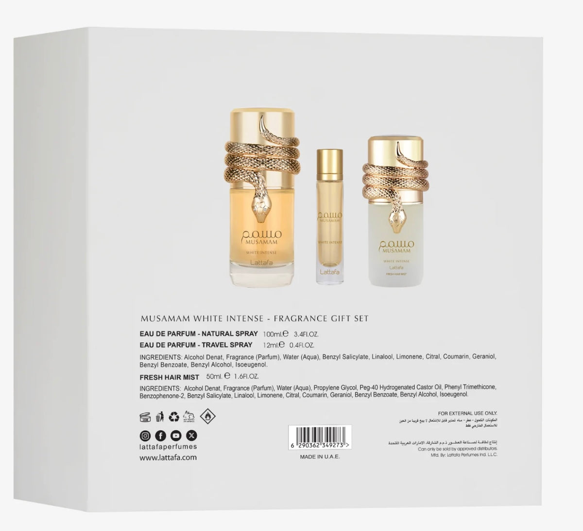 Set Lattafa Musamam White Intense 3 pezzi