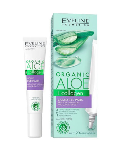 Eveline Cosmetics organic aloe+collagen liquid eye pads reducing wrinkles and crow's feet