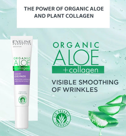 Eveline Cosmetics organic aloe+collagen liquid eye pads reducing wrinkles and crow's feet