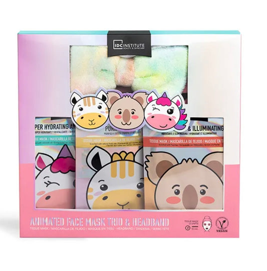 IDC Institute animated face mask trio & headband