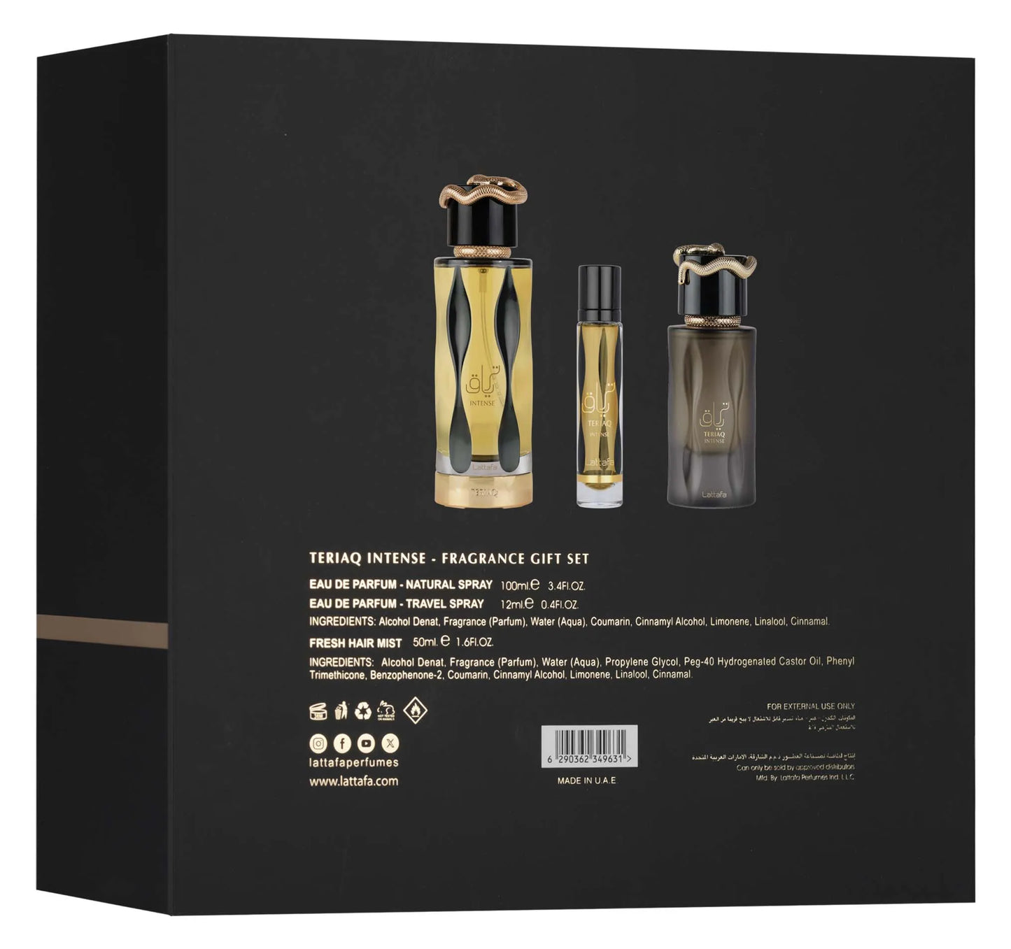 Set Lattafa Teriaq Intense 3 pezzi