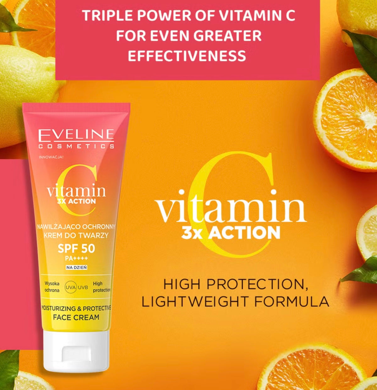 Eveline Cosmetics Vitamin C3X action SPF 50 crema viso 30ml