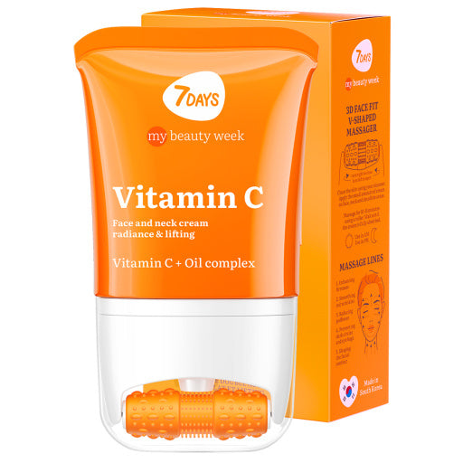 7Days Crema viso massaggiante 3D, luminosità e lifting, Vitamina C 80ml