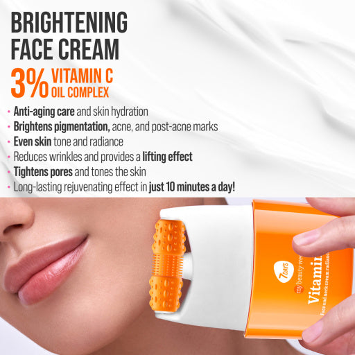 7Days Crema viso massaggiante 3D, luminosità e lifting, Vitamina C 80ml